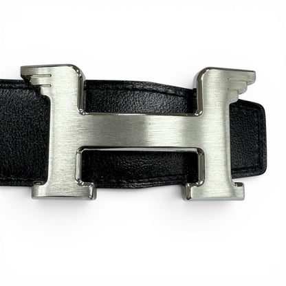 Hermes Constance Pegasus Box Calf Togo Silver Reversible Belt Black Orange — view 4