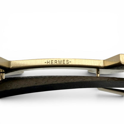 Hermes Constance Box Calf Togo Gold Logo Buckle Reversible Belt Khaki Black — view 5