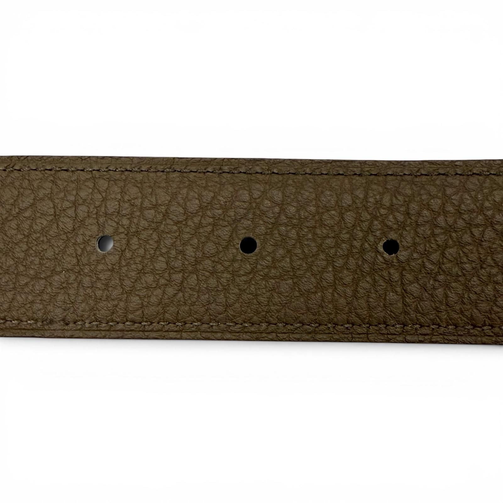 Hermes Constance Box Calf Togo Gold Logo Buckle Reversible Belt Khaki Black — view 7