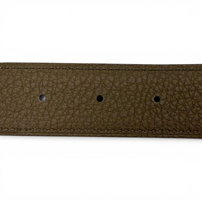 Hermes Constance Box Calf Togo Gold Logo Buckle Reversible Belt Khaki Black — view 7