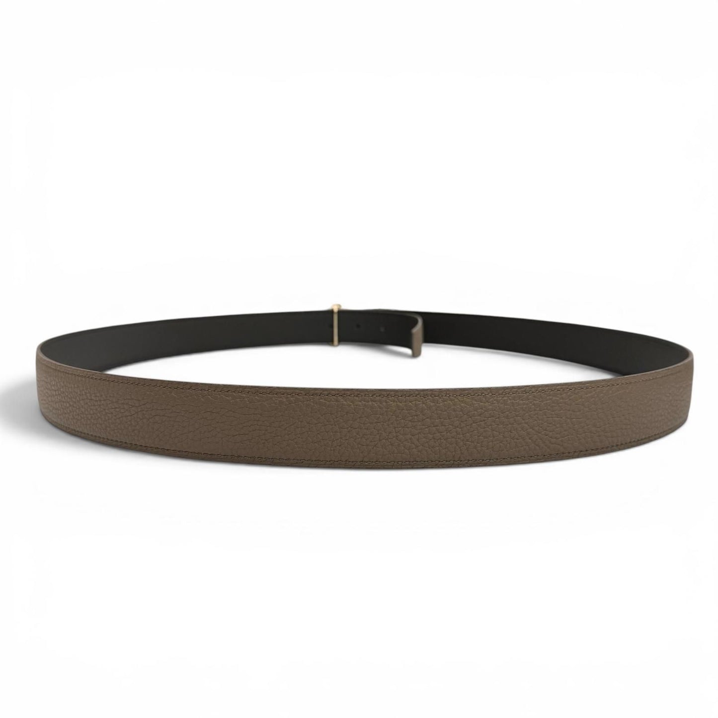 Hermes Constance Box Calf Togo Gold Logo Buckle Reversible Belt Khaki Black — view 3