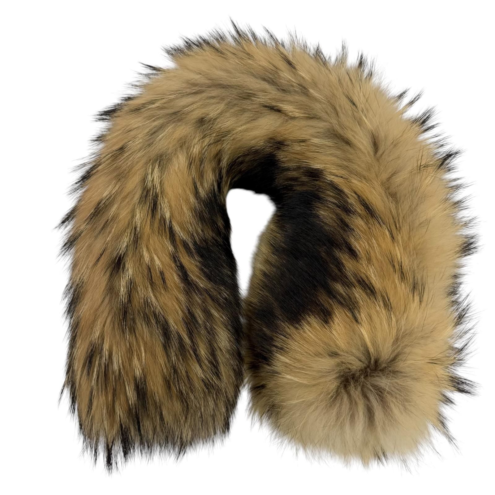 Hermes Raccoon Fur Tippet Fur Shawl Brown Scarf