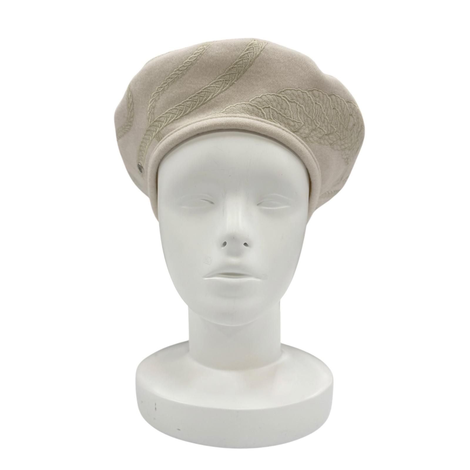 Hermes Saint Honore Anne Finesse Wool Series Beret Ivory 58 Bag Included — view 3