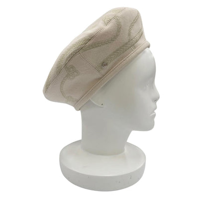Hermes Saint Honore Anne Finesse Wool Series Beret Ivory 58 Bag Included — view 6