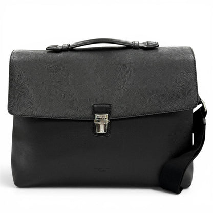 Dolce & Gabbana Leather Cushioned Pocket 2-Way Business Briefcase Black Included