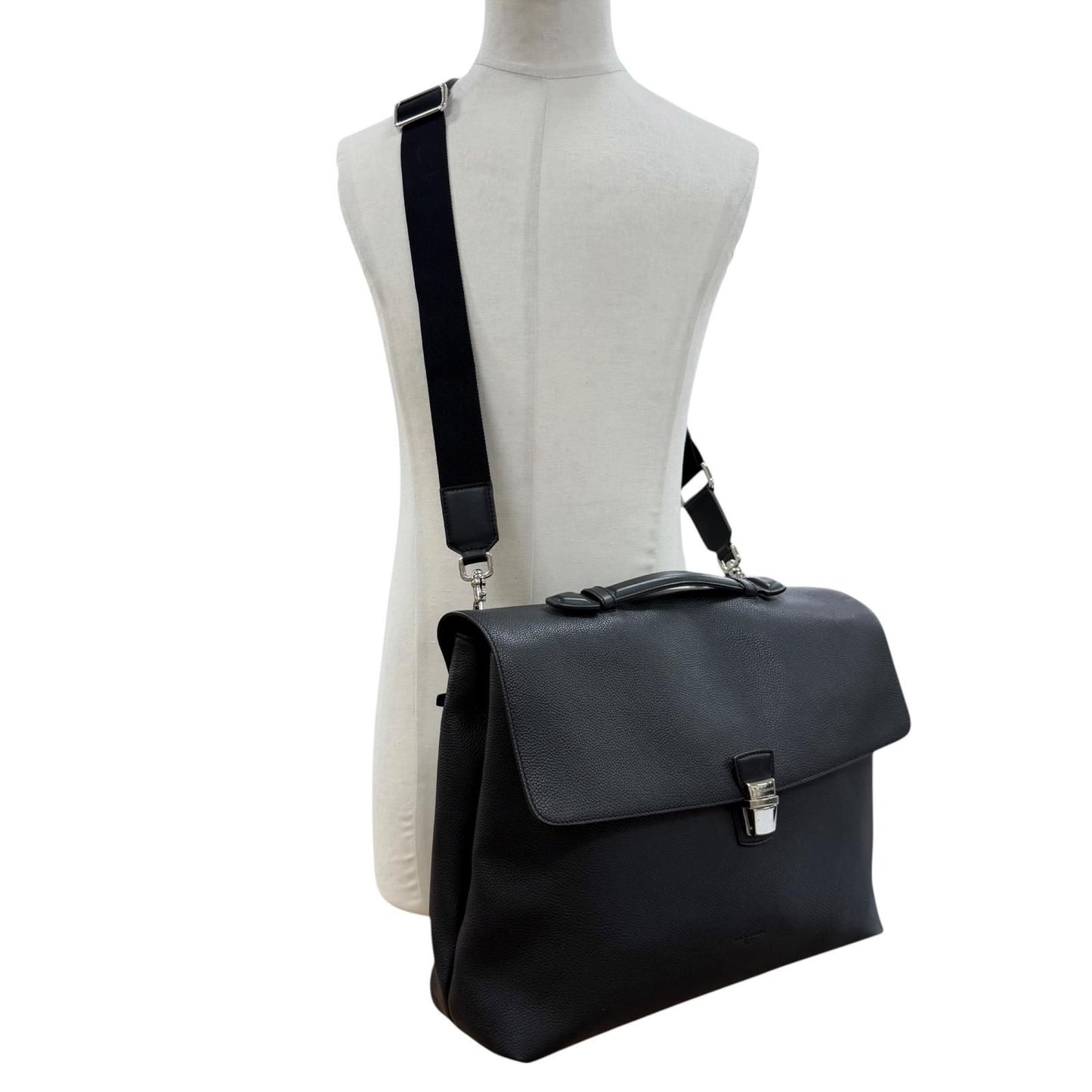 Dolce & Gabbana Leather Cushioned Pocket 2-Way Business Briefcase Black Included — view 3