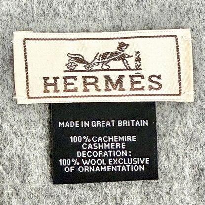 Hermes Highlands Cashmere Tartan Check Horse Motif Logo Embroidery Fringe Scarf — view 8