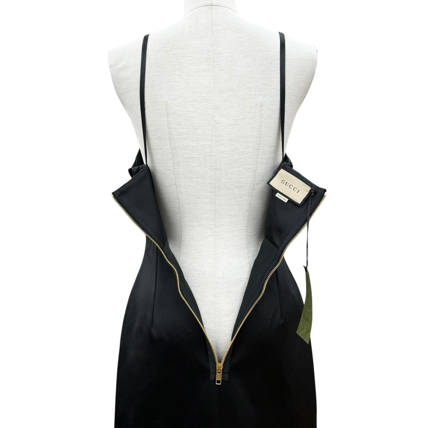 Gucci Silk 100% Dragon Hem Velour Pleated Duchess Dress Black Green 40 — view 5
