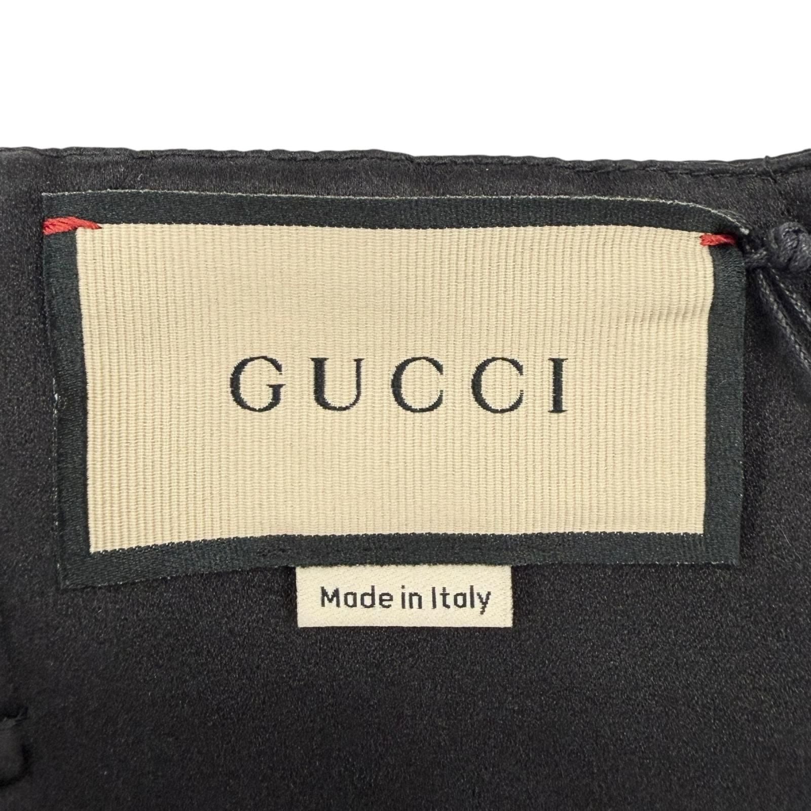 Gucci Silk 100% Dragon Hem Velour Pleated Duchess Dress Black Green 40 — view 9