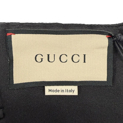 Gucci Silk 100% Dragon Hem Velour Pleated Duchess Dress Black Green 40 — view 9