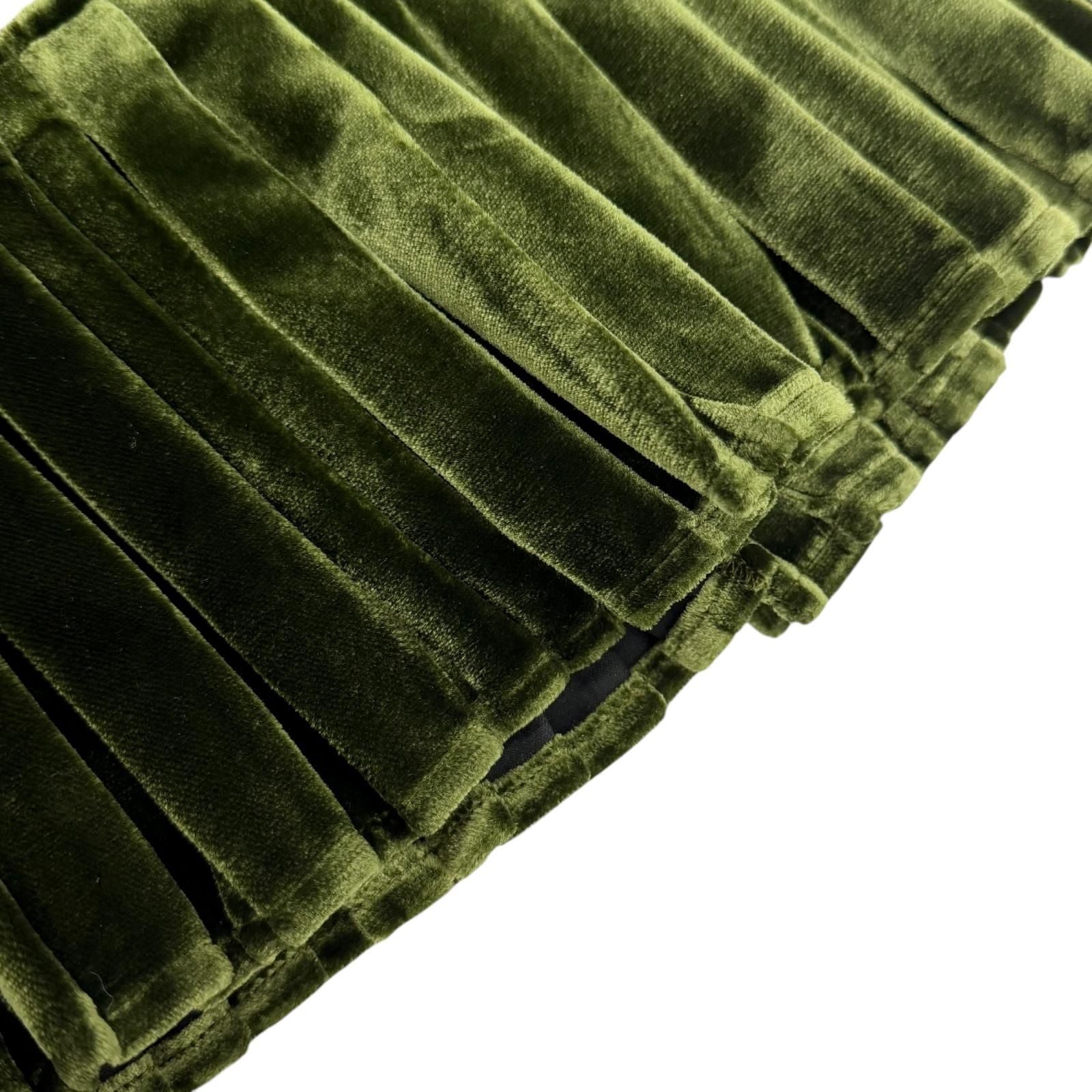 Gucci Silk 100% Dragon Hem Velour Pleated Duchess Dress Black Green 40 — view 8