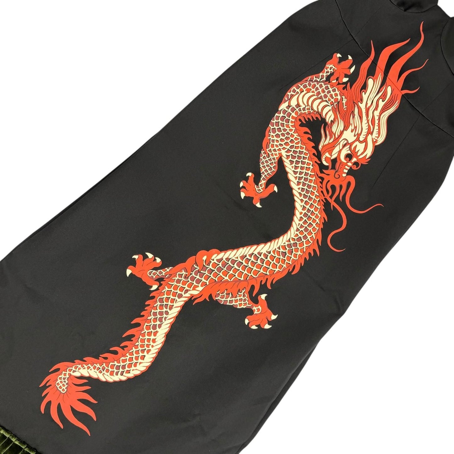 Gucci Silk 100% Dragon Hem Velour Pleated Duchess Dress Black Green 40 — view 7