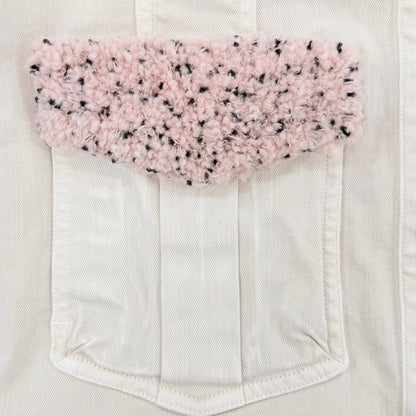 Chanel Mini Coco Button with Stone Fleece Denim Jacket Ivory 34 — view 6