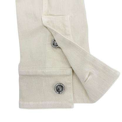 Chanel Mini Coco Button with Stone Fleece Denim Jacket Ivory 34 — view 8