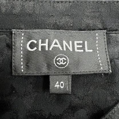 Chanel Silk 100% CC Logo Pattern with Button Long Sleeve Shirt Blouse Black 40 — view 9
