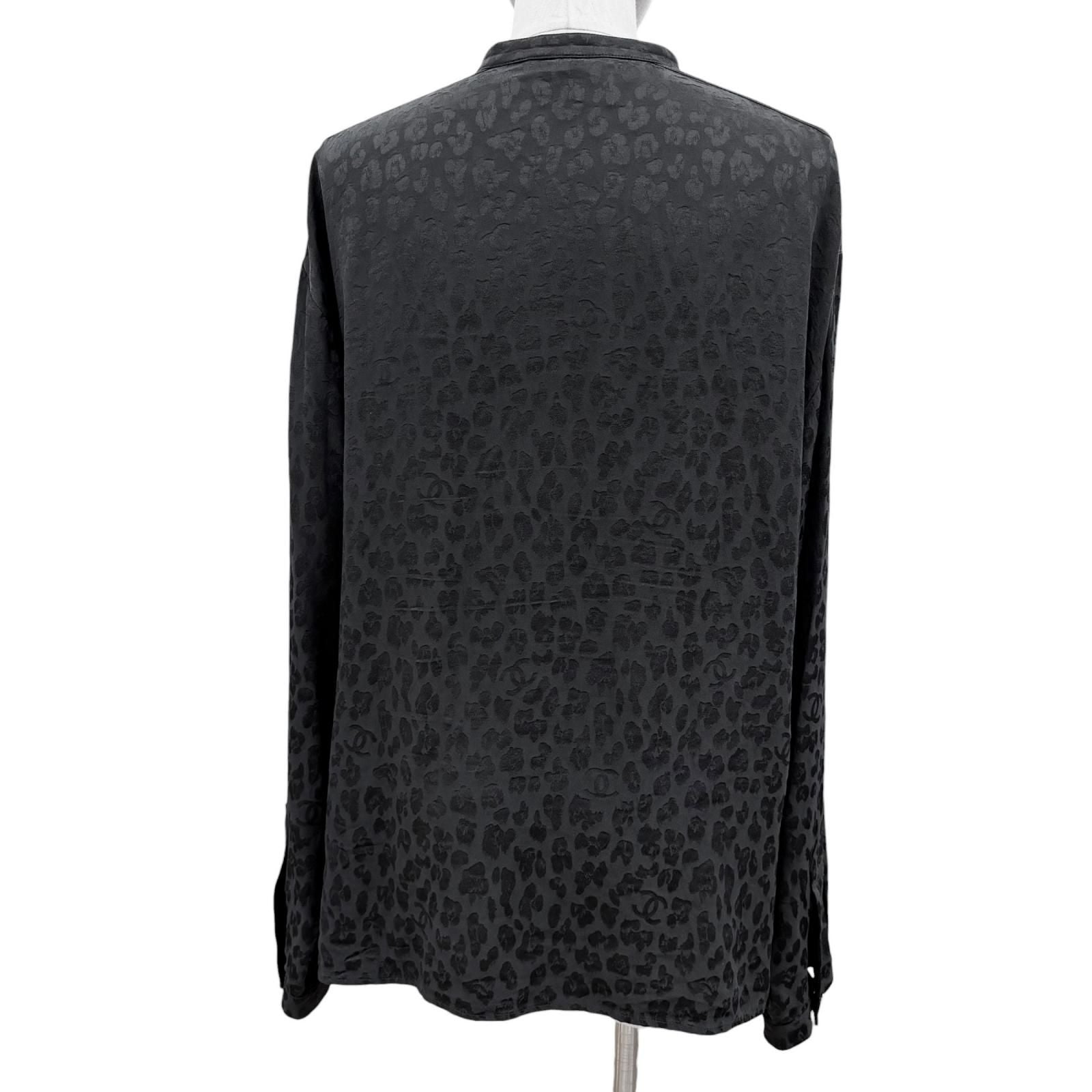 Chanel Silk 100% CC Logo Pattern with Button Long Sleeve Shirt Blouse Black 40 — view 4