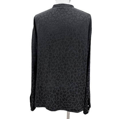 Chanel Silk 100% CC Logo Pattern with Button Long Sleeve Shirt Blouse Black 40 — view 4