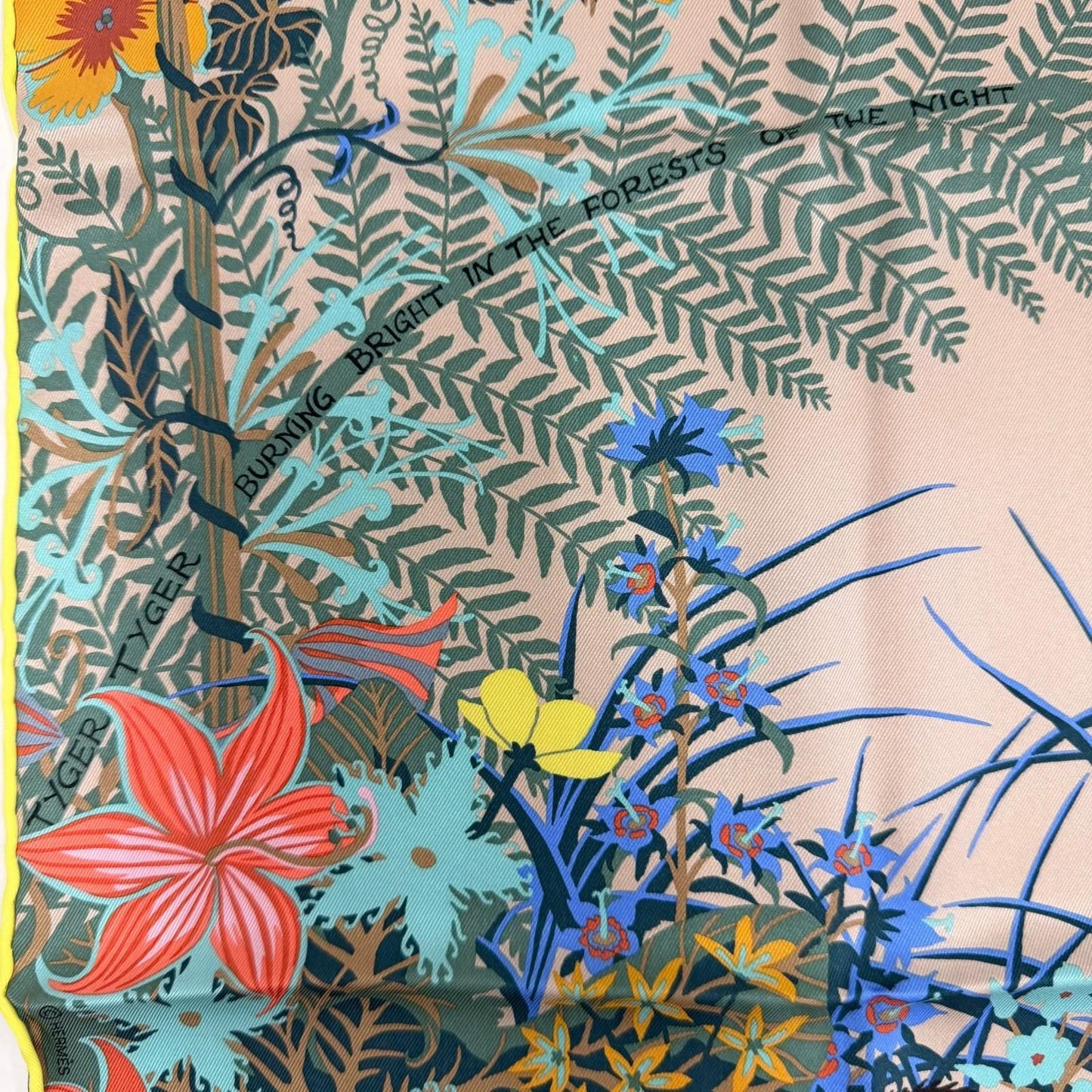 Hermes Carre 70 Tiger Silk 100% Beige Sundre Brown Multicolor Scarf — view 8