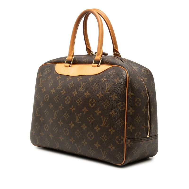 Louis Vuitton Monogram Deauville Handbag Brown Leather — view 2