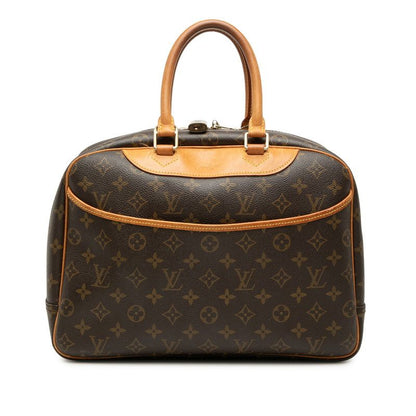 Louis Vuitton Monogram Deauville Handbag Brown Leather