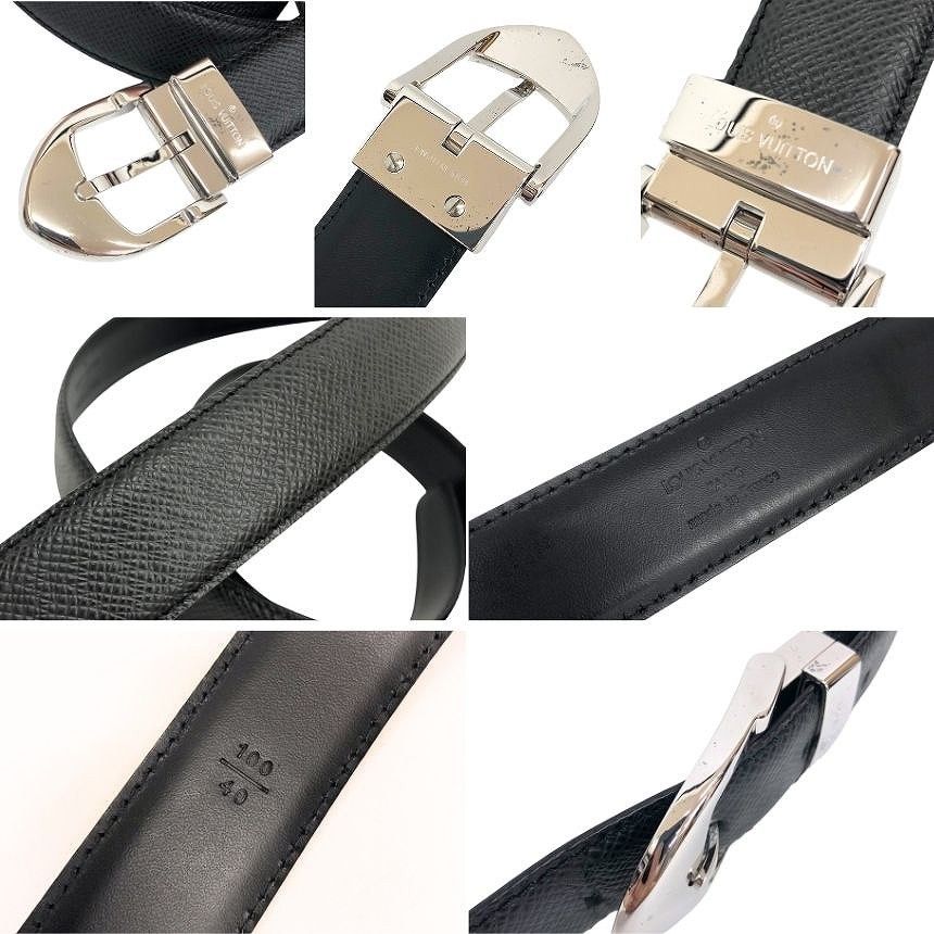 Louis Vuitton Taiga Belt Ceinture Classic 100 Ardoise Black Male — view 3