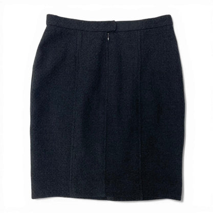 Chanel Tweed Skirt Knee Length Black Wool — view 3