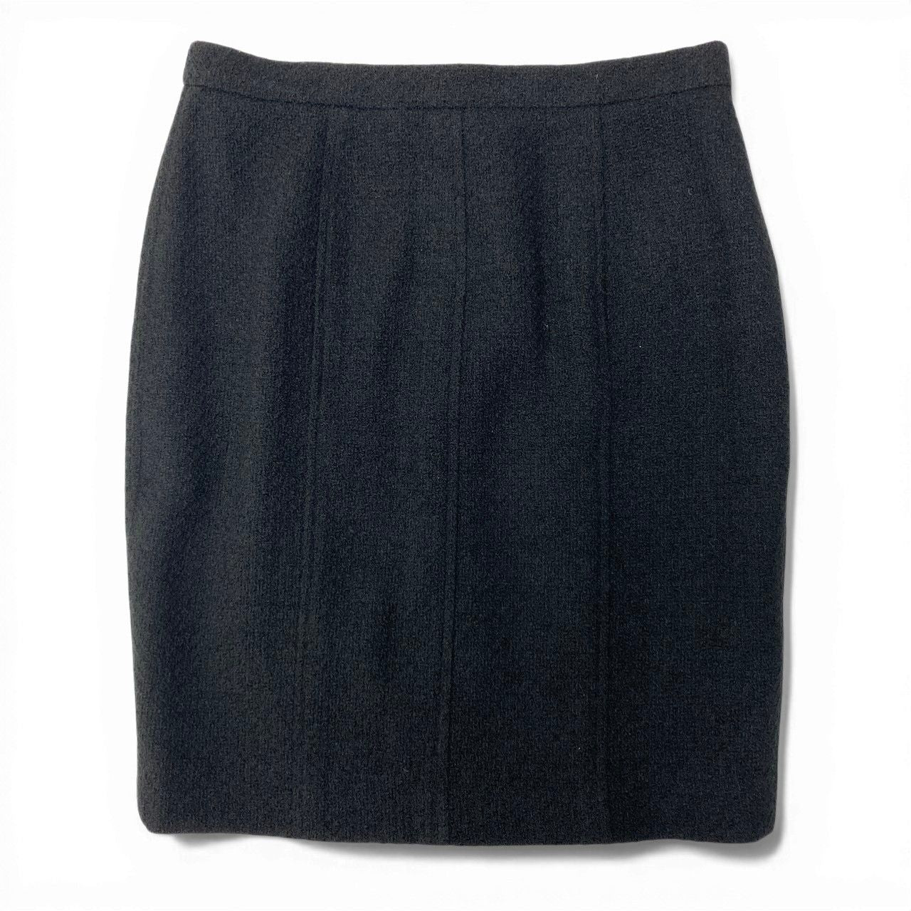 Chanel Tweed Skirt Knee Length Black Wool — view 2