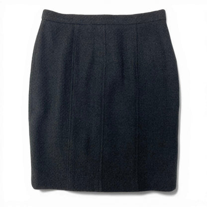 Chanel Tweed Skirt Knee Length Black Wool — view 2