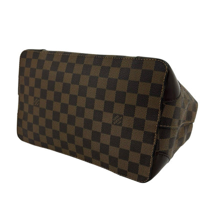 Louis Vuitton Hampstead PM Damier Logo Plate Leather Handbag Brown — view 8