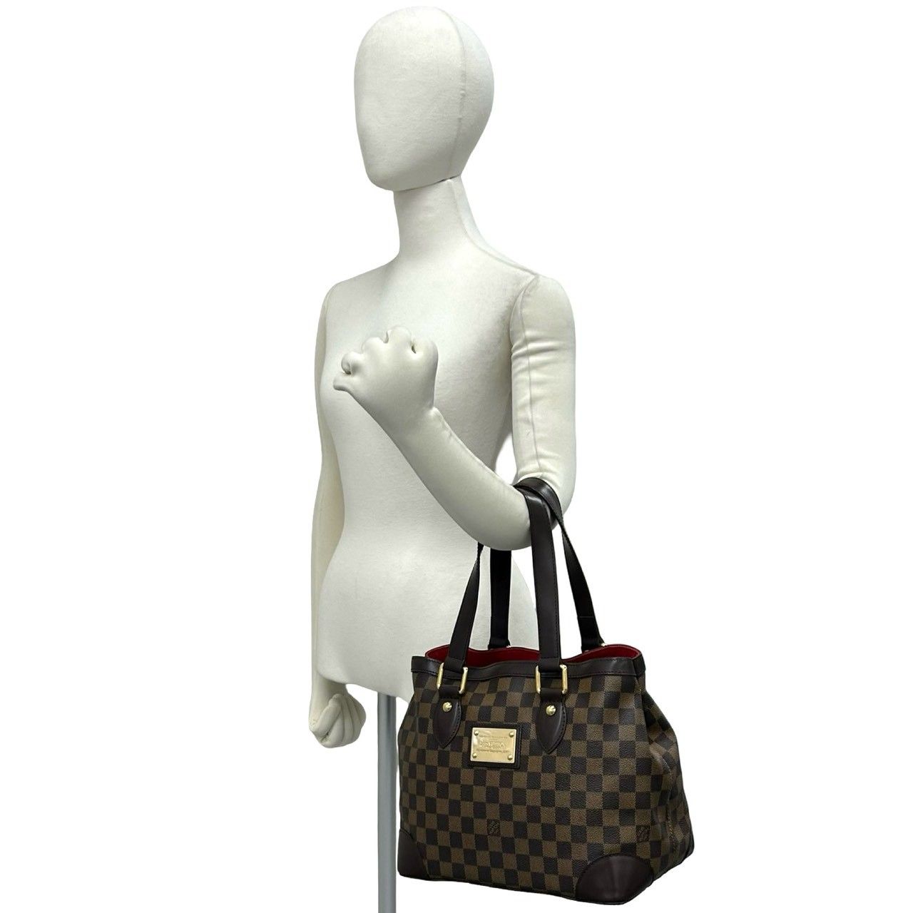 Louis Vuitton Hampstead PM Damier Logo Plate Leather Handbag Brown — view 2