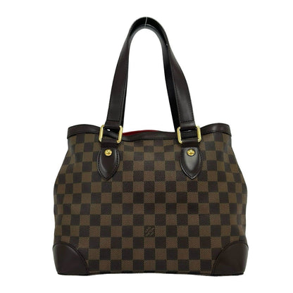 Louis Vuitton Hampstead PM Damier Logo Plate Leather Handbag Brown — view 3
