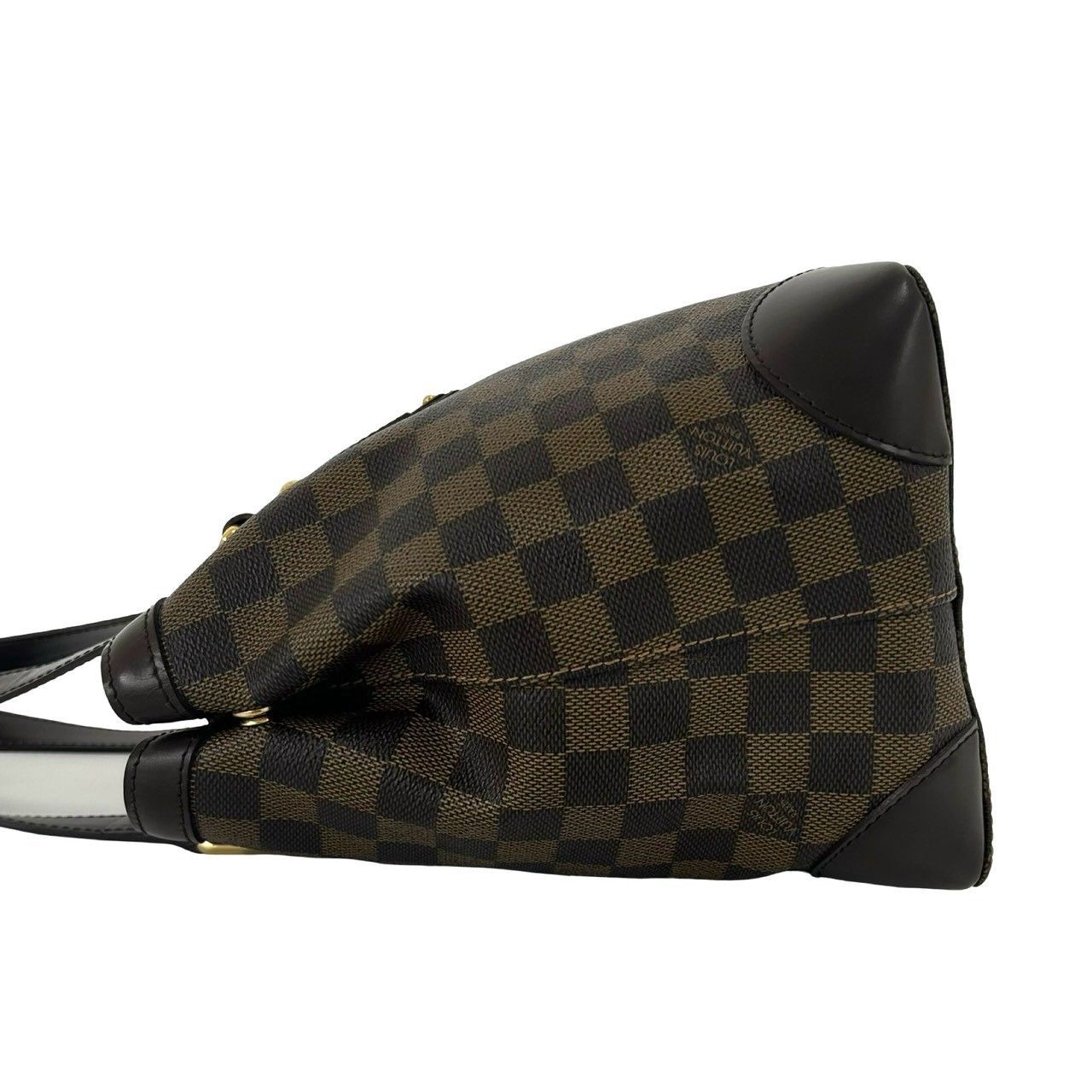 Louis Vuitton Hampstead PM Damier Logo Plate Leather Handbag Brown — view 5