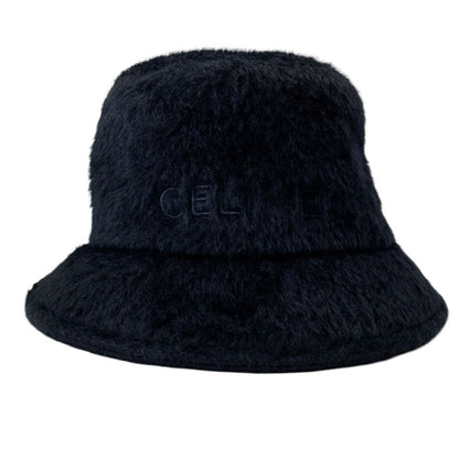 Celine Bucket Hat Logo Embroidery Alpaca Black Going