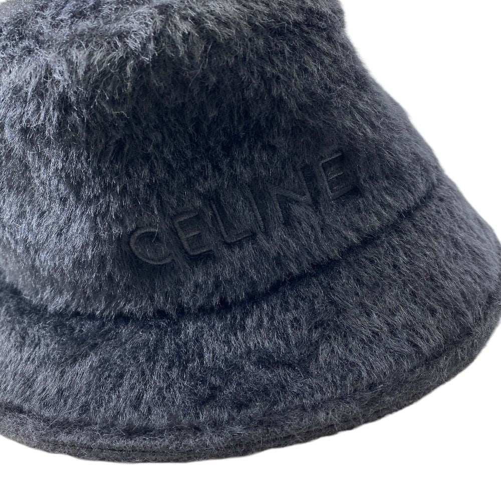 Celine Bucket Hat Logo Embroidery Alpaca Black Going — view 5
