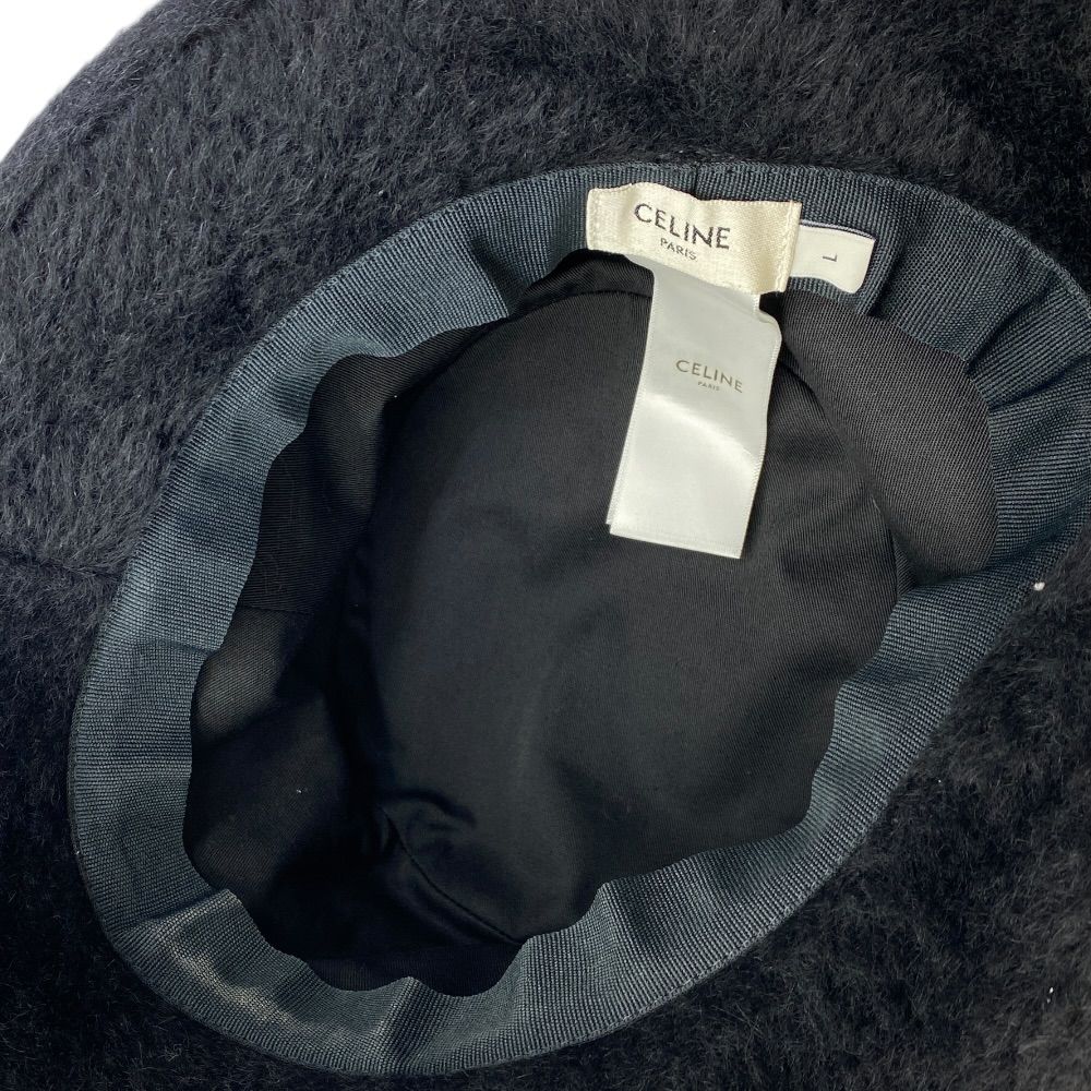 Celine Bucket Hat Logo Embroidery Alpaca Black Going — view 7