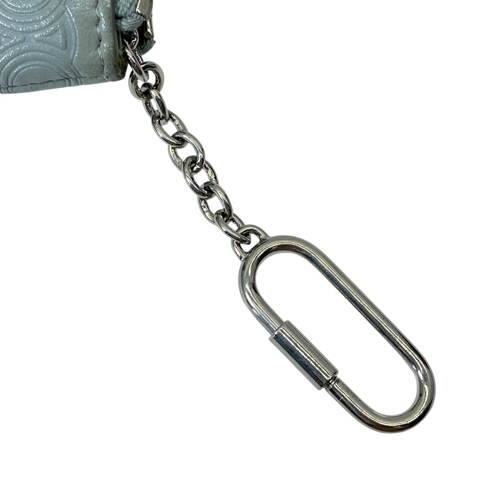 Celine Triomphe Key Ring Coin Case Card Leather Light Blue Compact Capacity — view 6