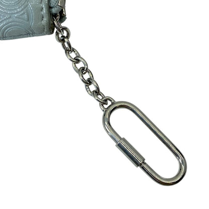 Celine Triomphe Key Ring Coin Case Card Leather Light Blue Compact Capacity — view 6