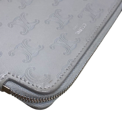 Celine Triomphe Key Ring Coin Case Card Leather Light Blue Compact Capacity — view 9