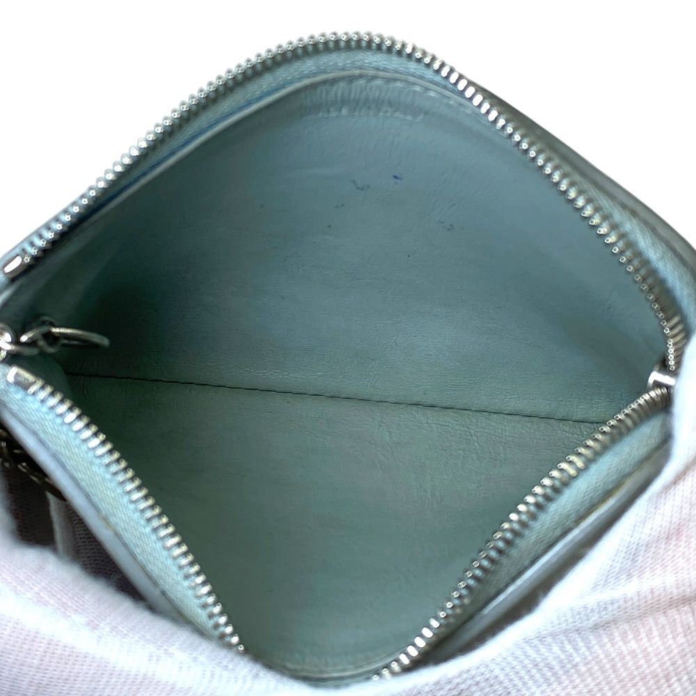Celine Triomphe Key Ring Coin Case Card Leather Light Blue Compact Capacity — view 3