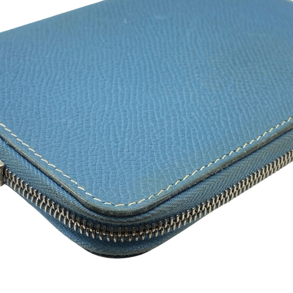 Hermes Azap Vertical Round Zip Wallet Compact Epsom Leather Blue Jean Capacity — view 4