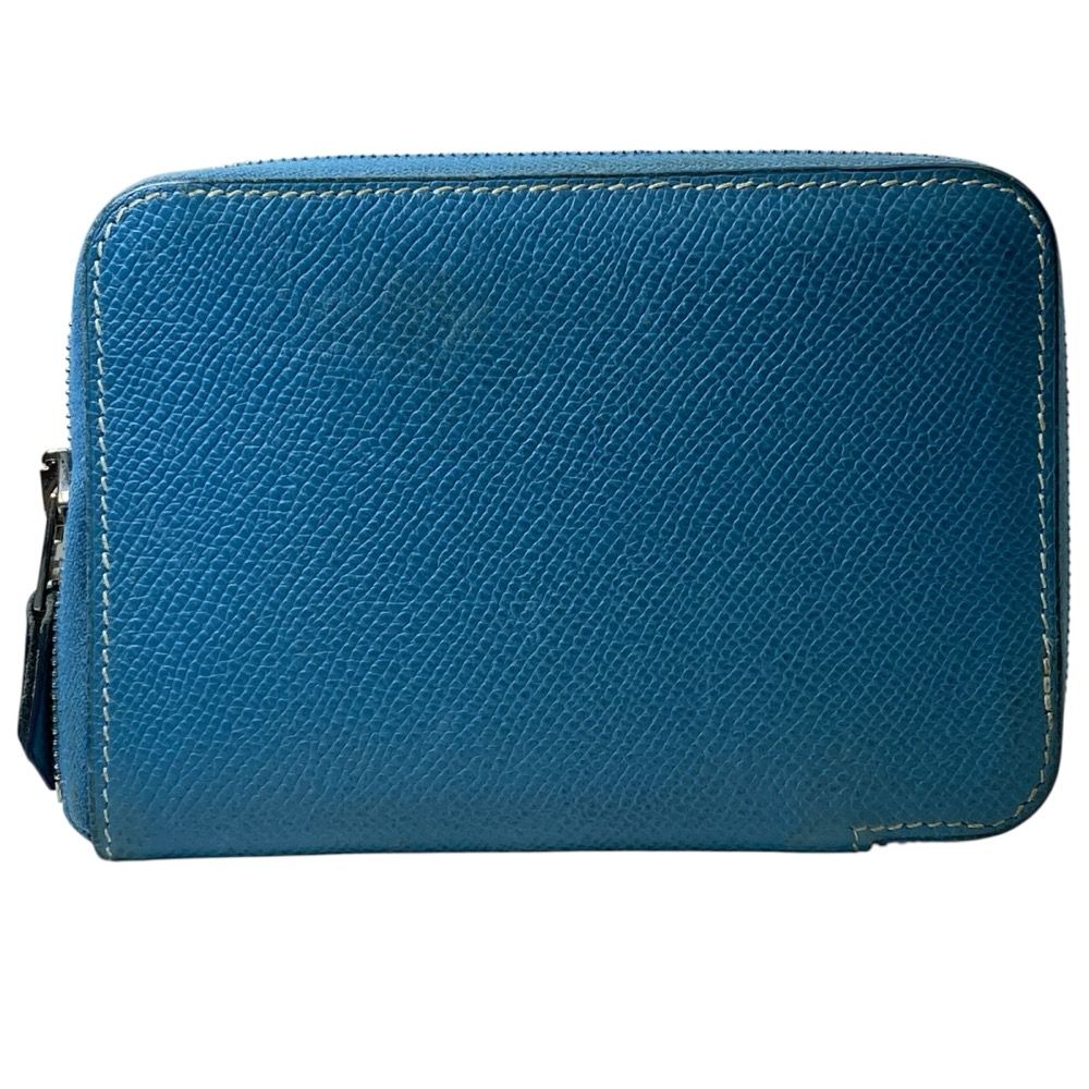 Hermes Azap Vertical Round Zip Wallet Compact Epsom Leather Blue Jean Capacity — view 2