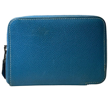 Hermes Azap Vertical Round Zip Wallet Compact Epsom Leather Blue Jean Capacity — view 2