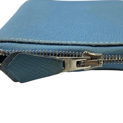 Hermes Azap Vertical Round Zip Wallet Compact Epsom Leather Blue Jean Capacity — view 5