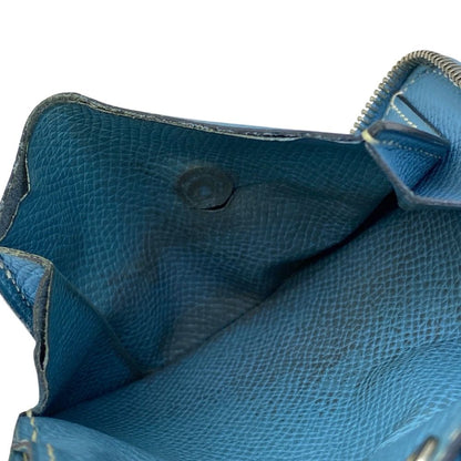Hermes Azap Vertical Round Zip Wallet Compact Epsom Leather Blue Jean Capacity — view 8