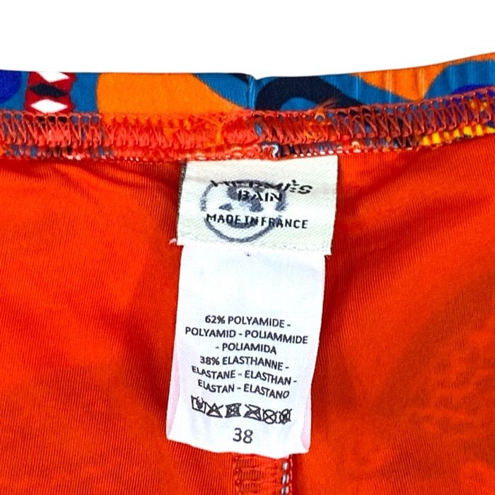 Hermes Capri Pants All Over Pattern Stretchy Polyamide Elastane Orange Blue — view 5