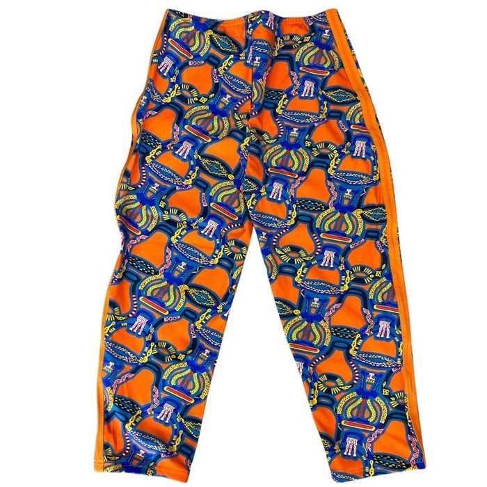 Hermes Capri Pants All Over Pattern Stretchy Polyamide Elastane Orange Blue — view 2