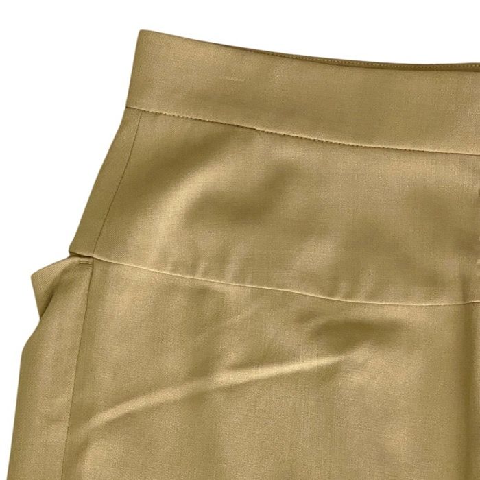 Hermes Tight Skirt Front Pleated Knee Length Wool Beige Business — view 9
