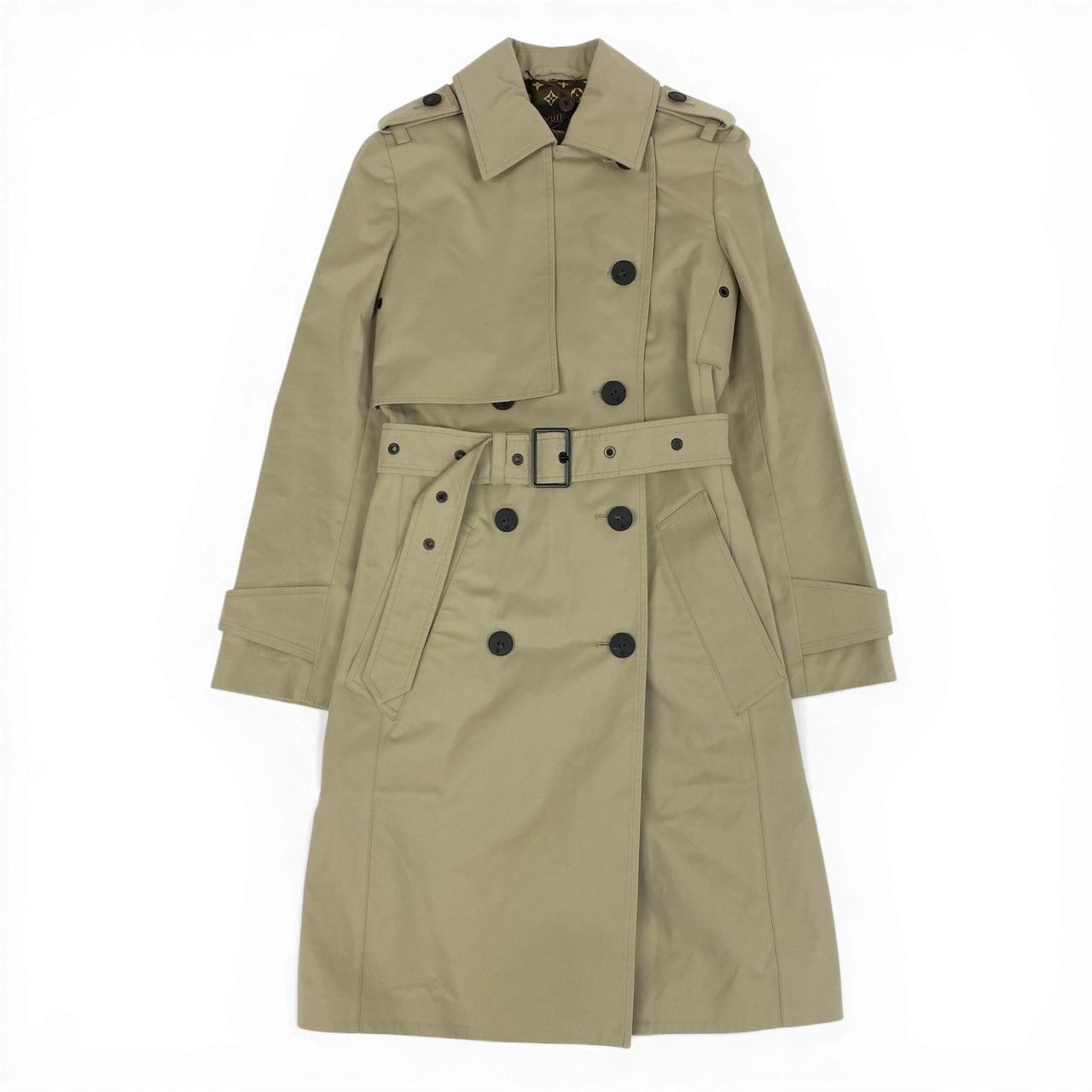 Louis Vuitton Lining Monogram Beige Cotton Rayon Cupro Coat