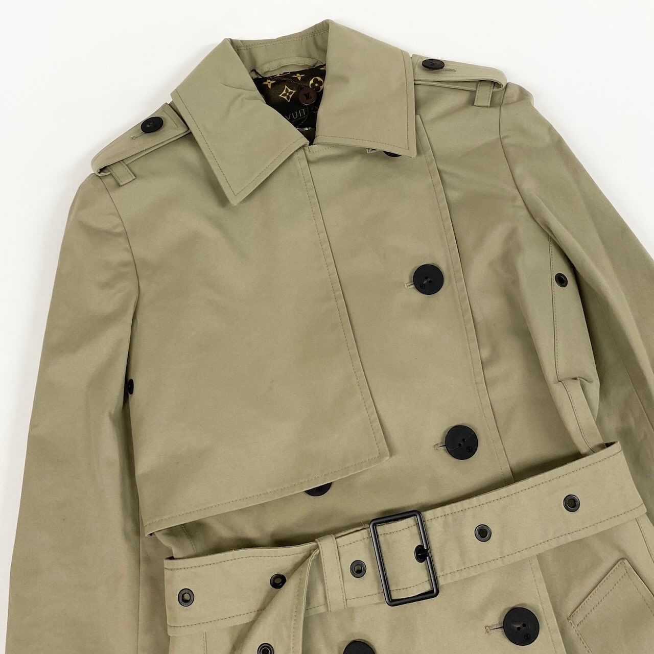 Louis Vuitton Lining Monogram Beige Cotton Rayon Cupro Coat — view 4