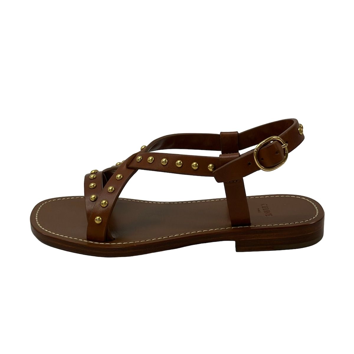 Celine Sandals Brown Studded Leather 35